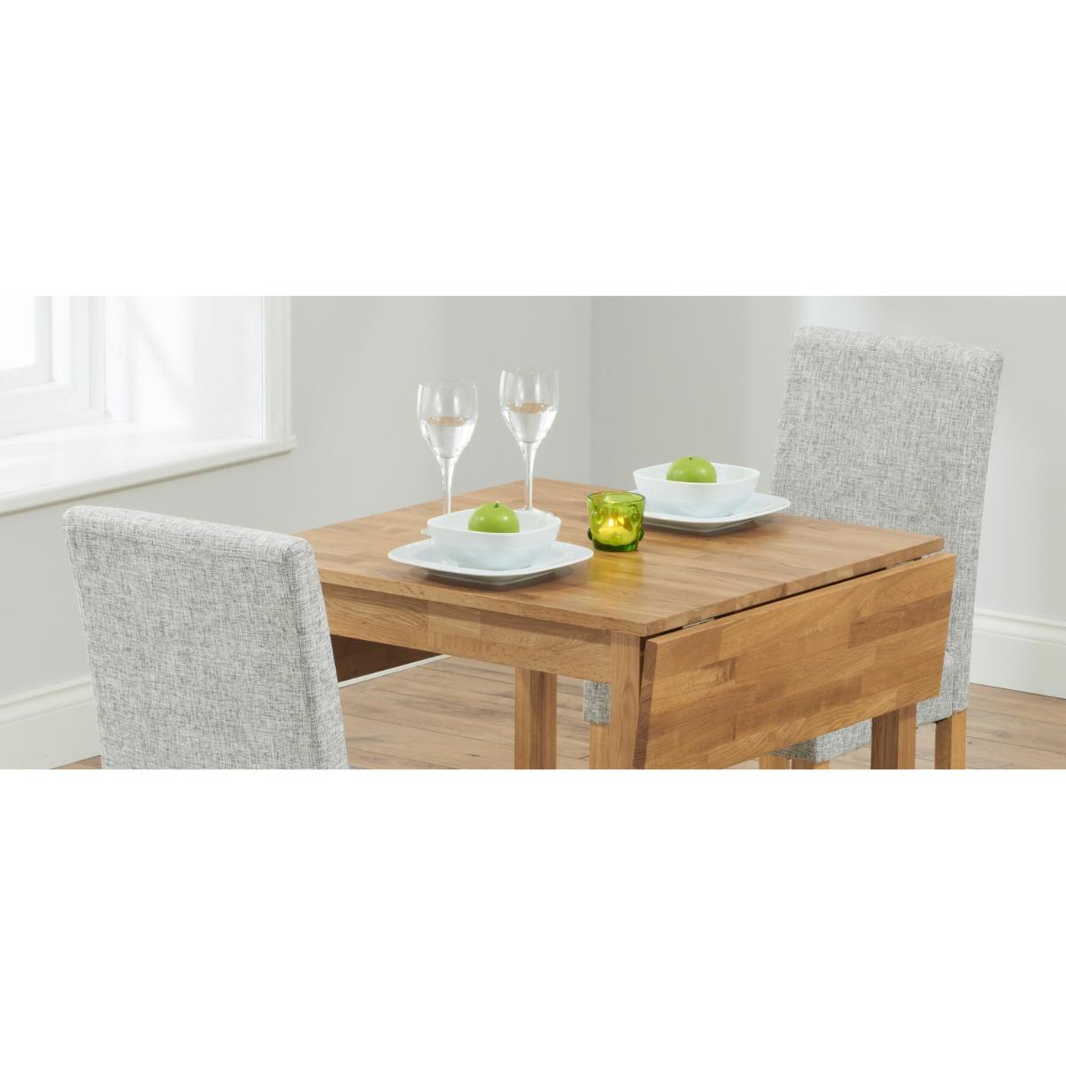Extending York 70cm Solid Oak Dining Table With 2 Grey Lila Fabric Chairs – image 7