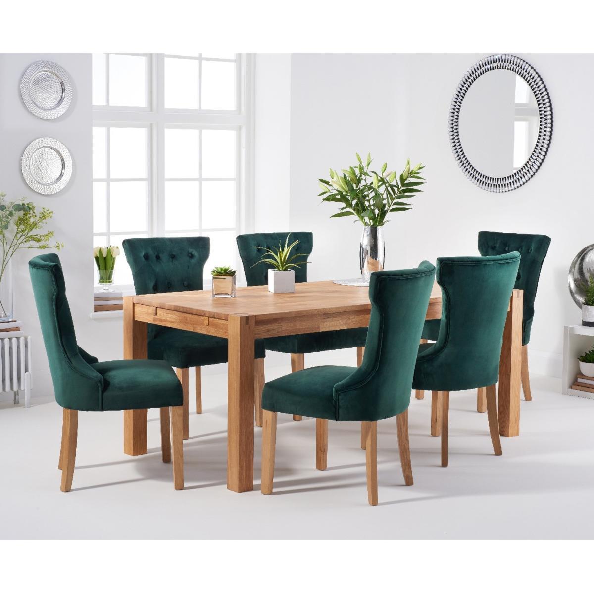 Verona 150cm Solid Oak Dining Table with Camille Velvet Chairs - Grey, 4 Chairs – image 2