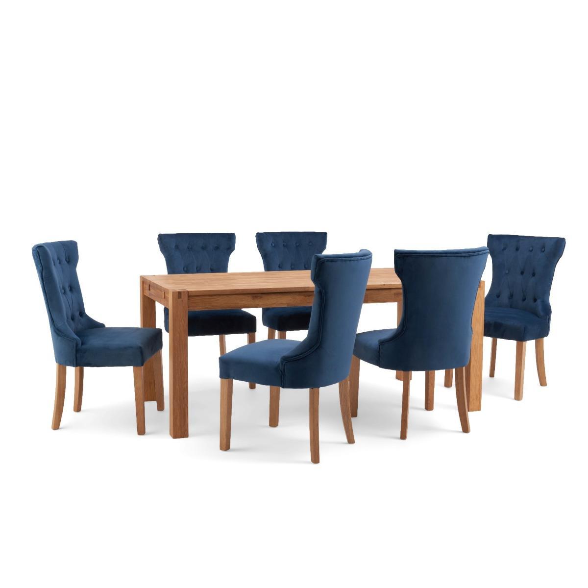 Verona 150cm Solid Oak Dining Table with Camille Velvet Chairs - Grey, 4 Chairs – image 14