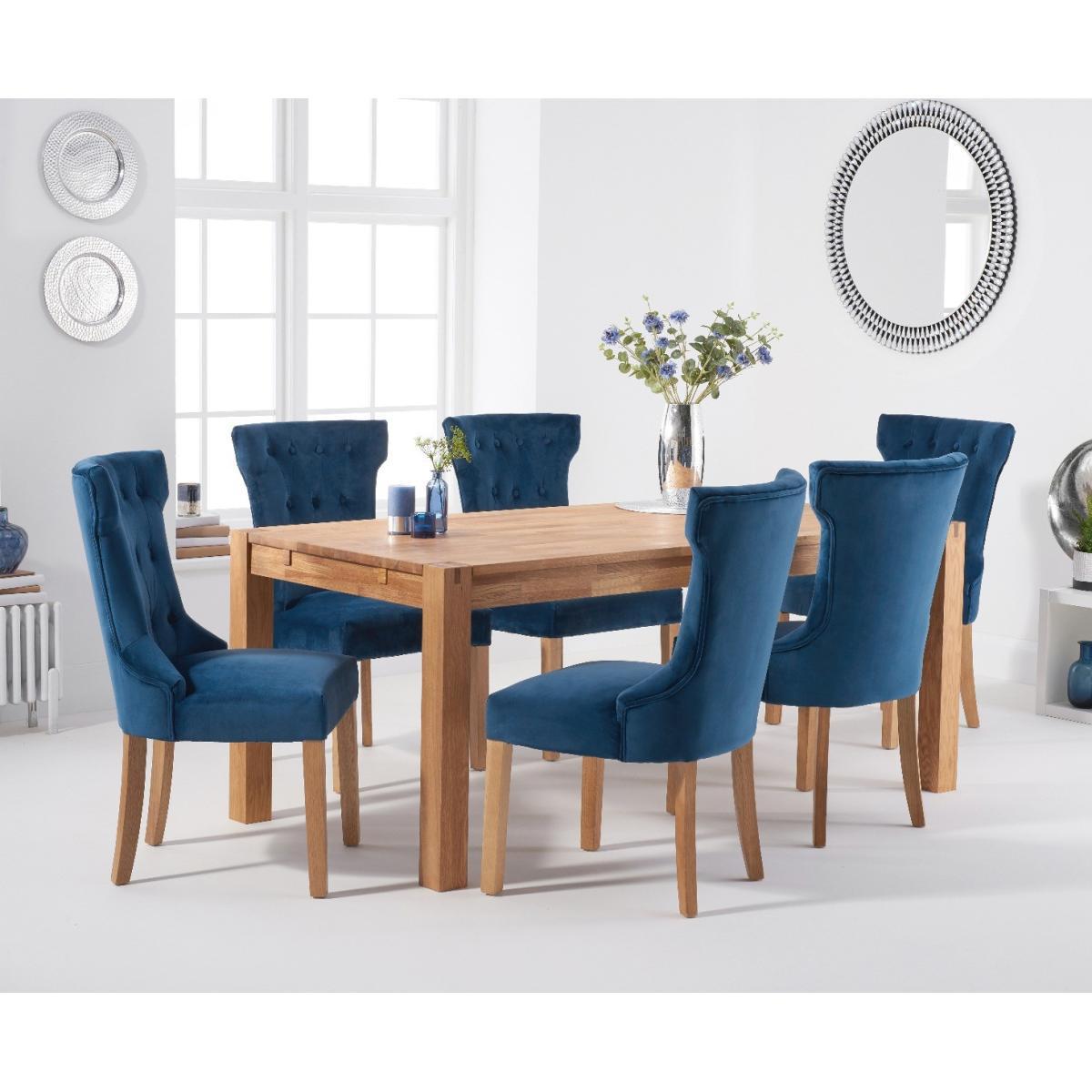 Verona 150cm Solid Oak Dining Table with Camille Velvet Chairs - Grey, 4 Chairs – image 3