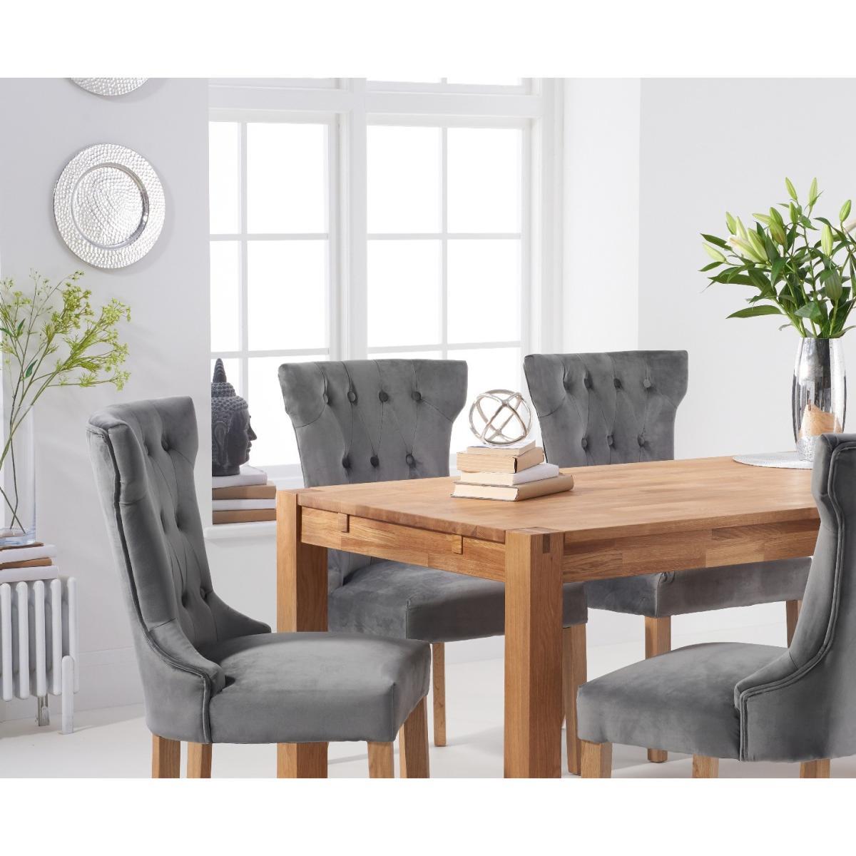 Verona 150cm Solid Oak Dining Table with Camille Velvet Chairs - Grey, 4 Chairs – image 5