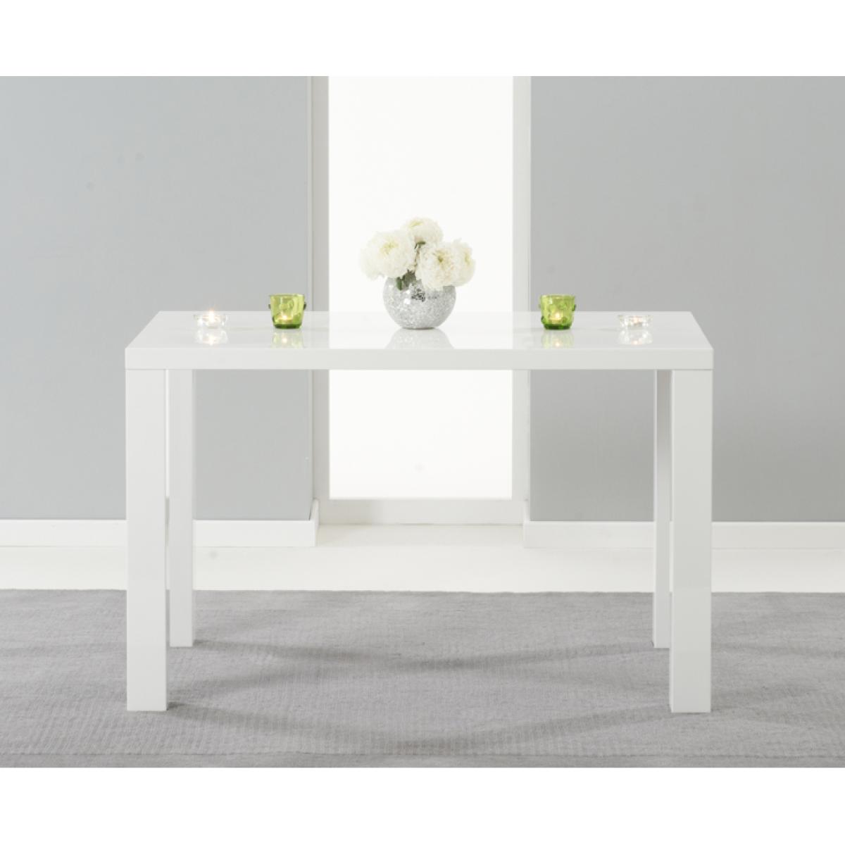 Seattle 120cm White High Gloss Dining Table With 4 Grey Astrid Faux Leather Chairs – image 11