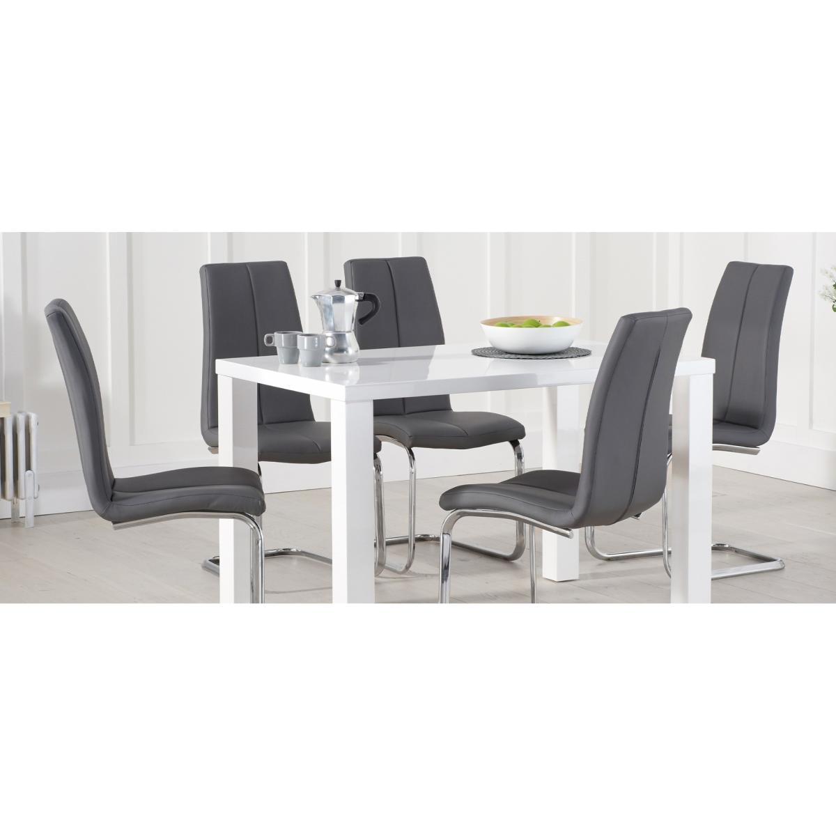 Seattle 120cm White High Gloss Dining Table With 4 Grey Astrid Faux Leather Chairs – image 14