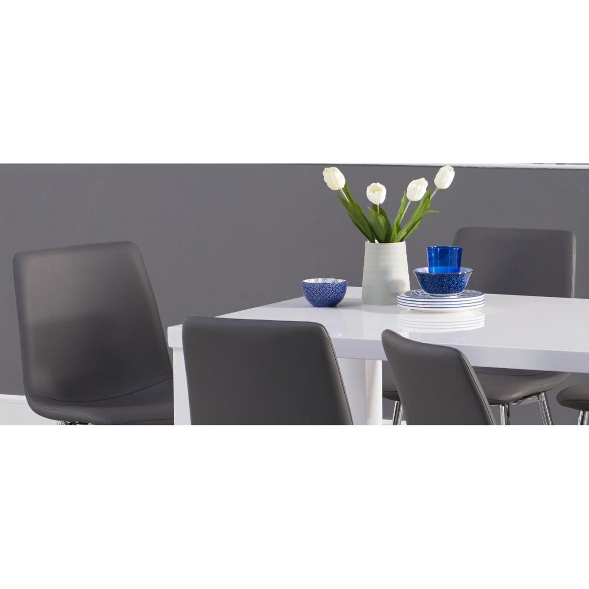Seattle 120cm White High Gloss Dining Table With 4 Grey Astrid Faux Leather Chairs – image 6