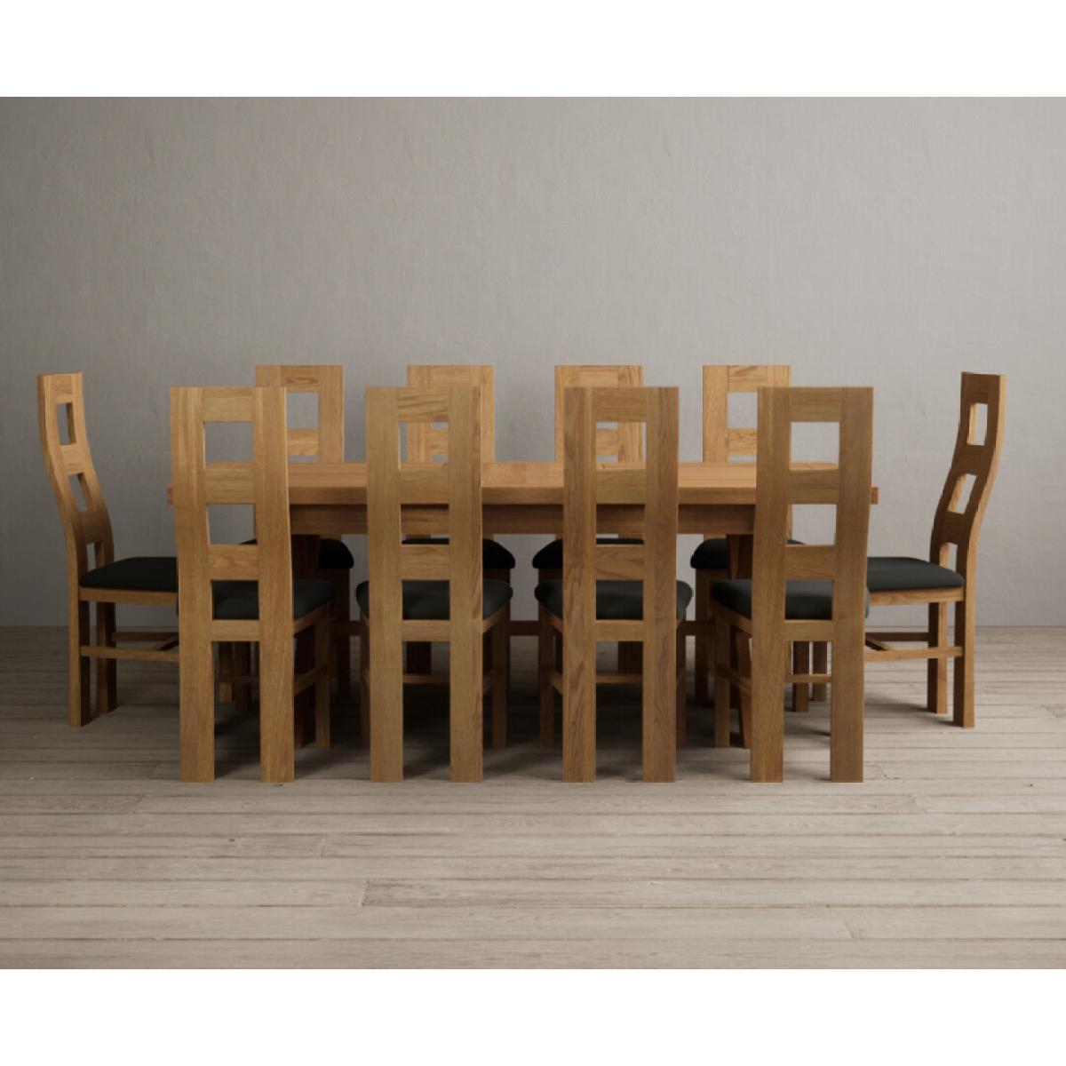 Extending Buckley 160cm Solid Oak Dining Table with 8 Cream Natural Solid Oak Chairs – image 11