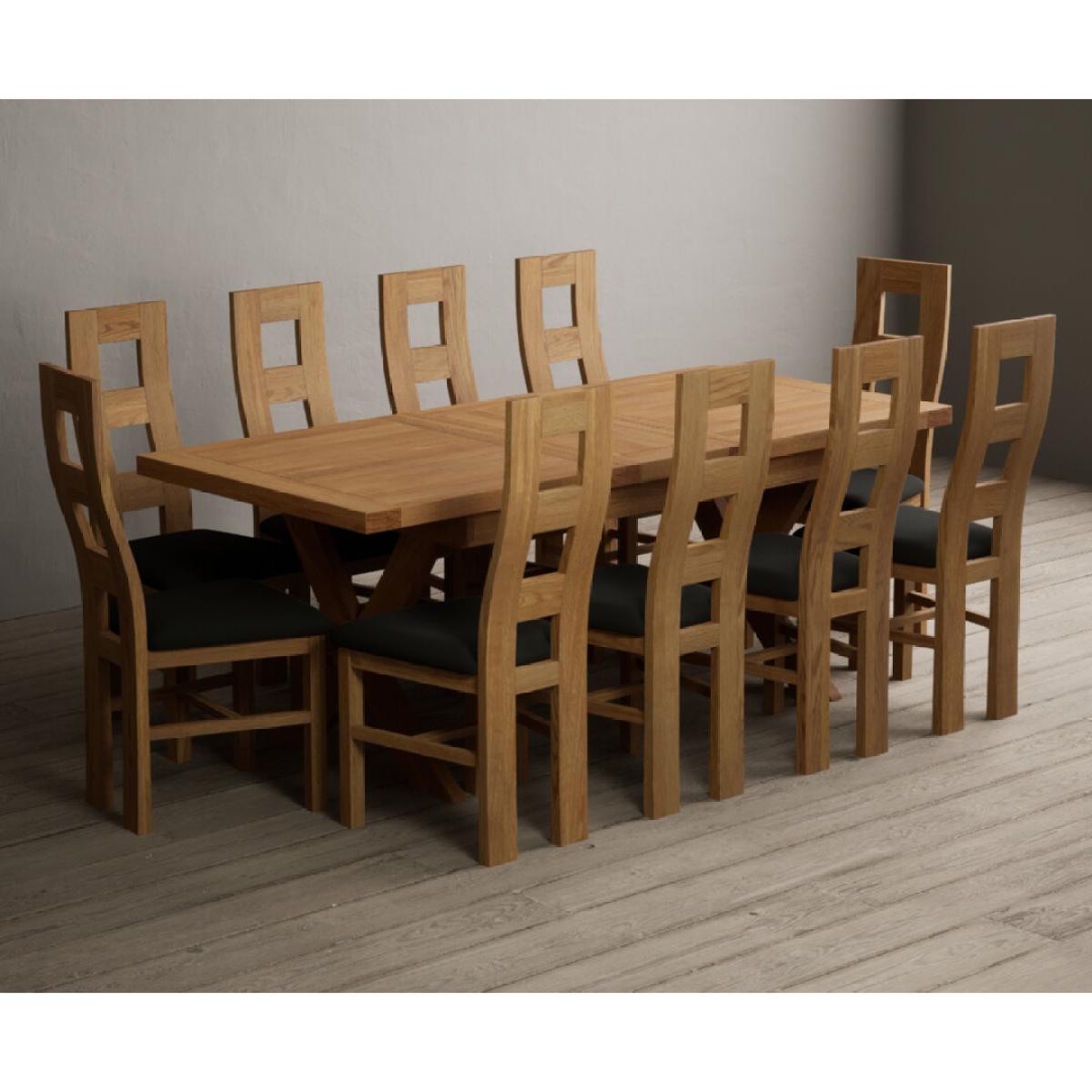 Extending Buckley 160cm Solid Oak Dining Table with 8 Cream Natural Solid Oak Chairs – image 12