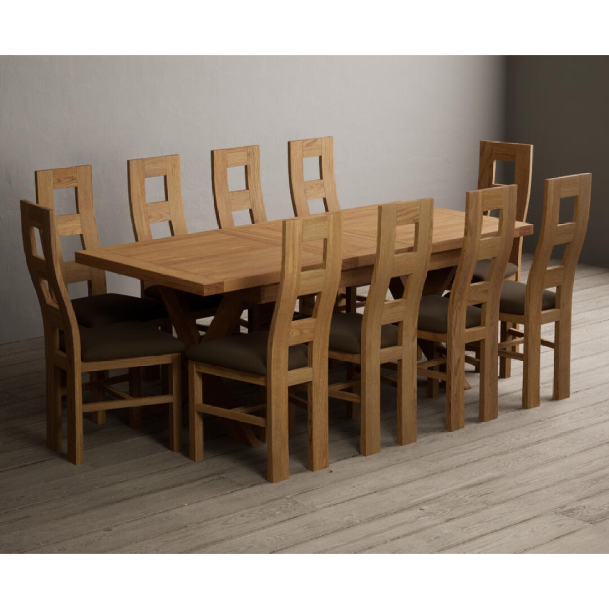 Extending Buckley 160cm Solid Oak Dining Table with 8 Cream Natural Solid Oak Chairs – image 14