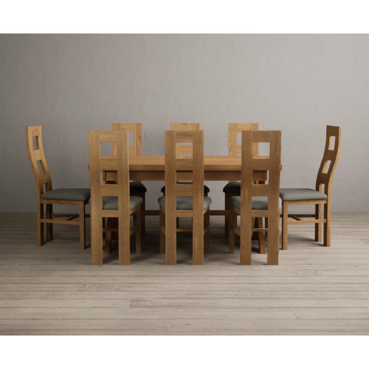 Extending Buckley 160cm Solid Oak Dining Table with 8 Cream Natural Solid Oak Chairs – image 30