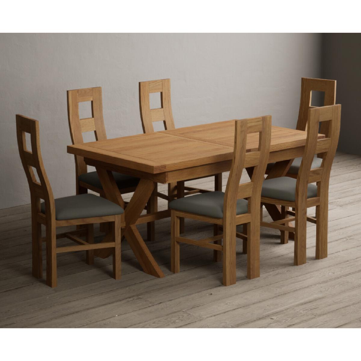 Extending Buckley 160cm Solid Oak Dining Table with 8 Cream Natural Solid Oak Chairs – image 31