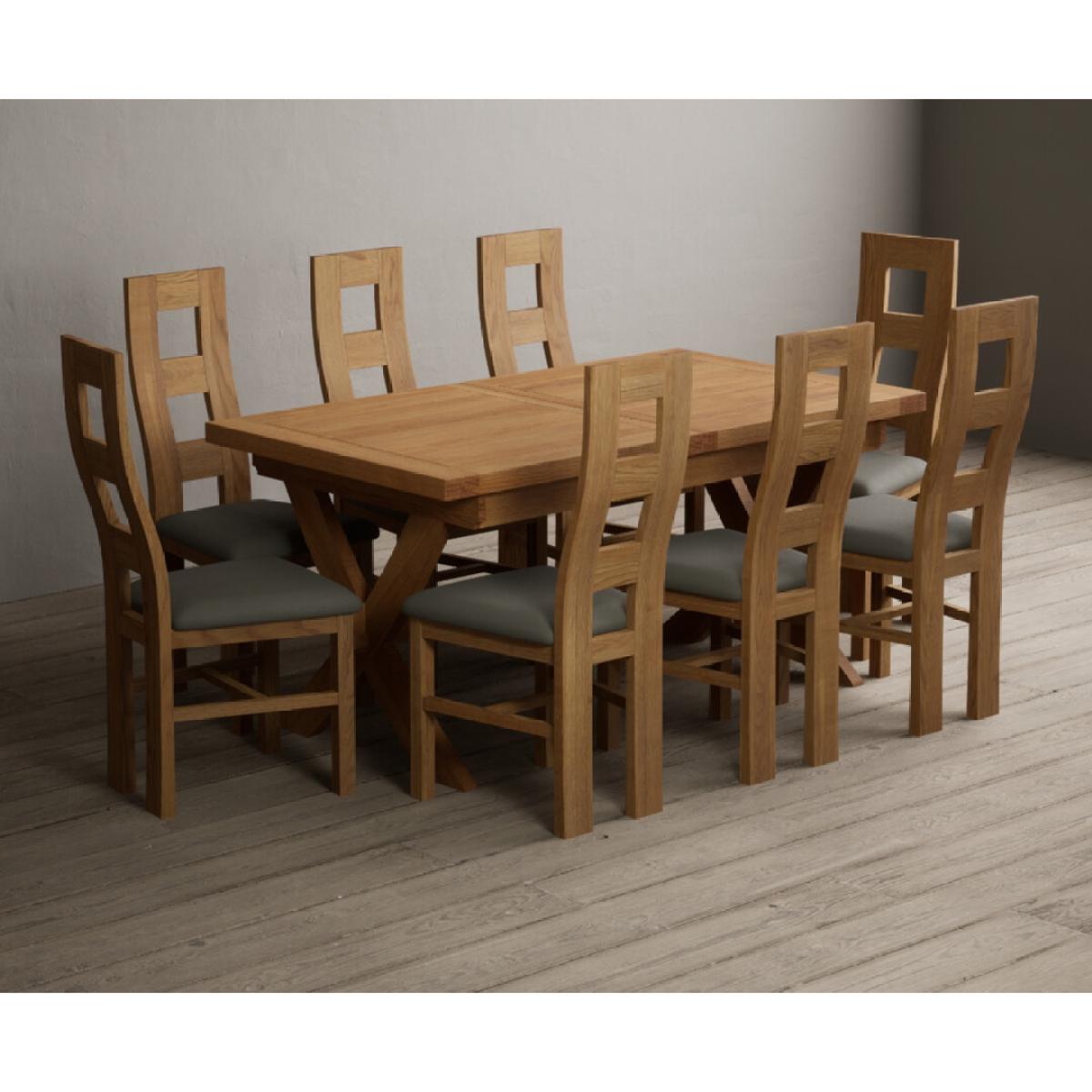 Extending Buckley 160cm Solid Oak Dining Table with 8 Cream Natural Solid Oak Chairs – image 34