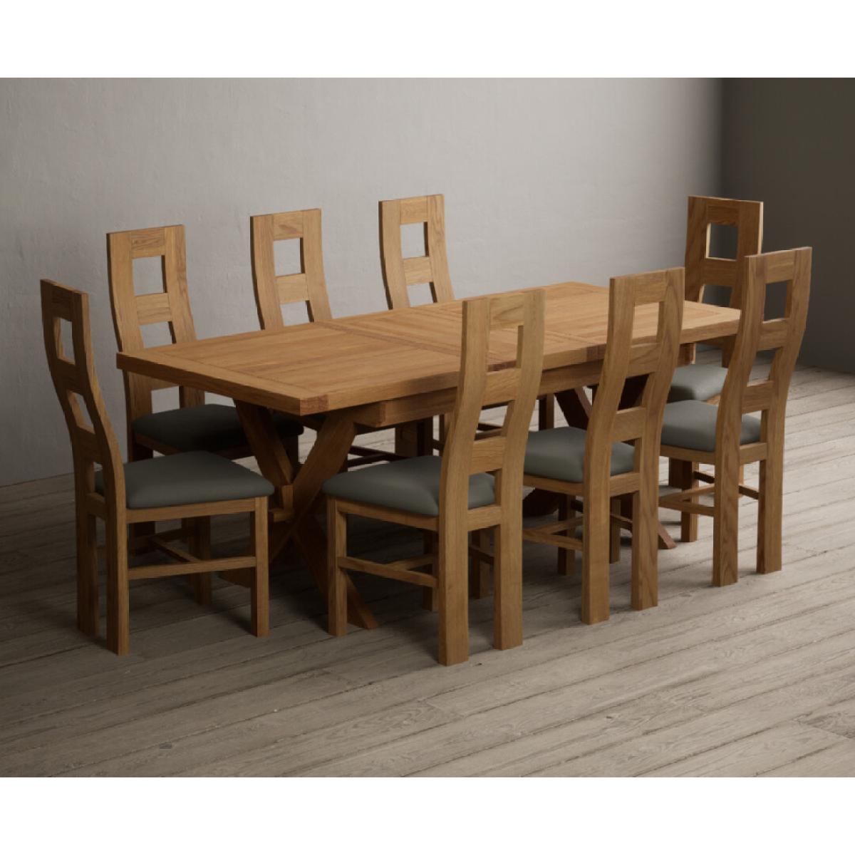 Extending Buckley 160cm Solid Oak Dining Table with 8 Cream Natural Solid Oak Chairs – image 37