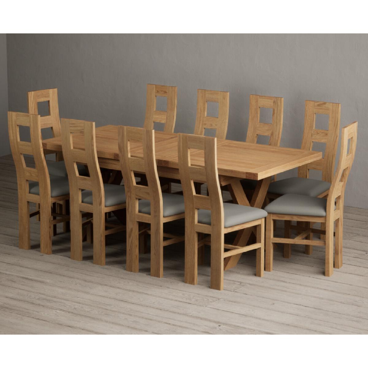Extending Buckley 160cm Solid Oak Dining Table with 8 Cream Natural Solid Oak Chairs – image 38