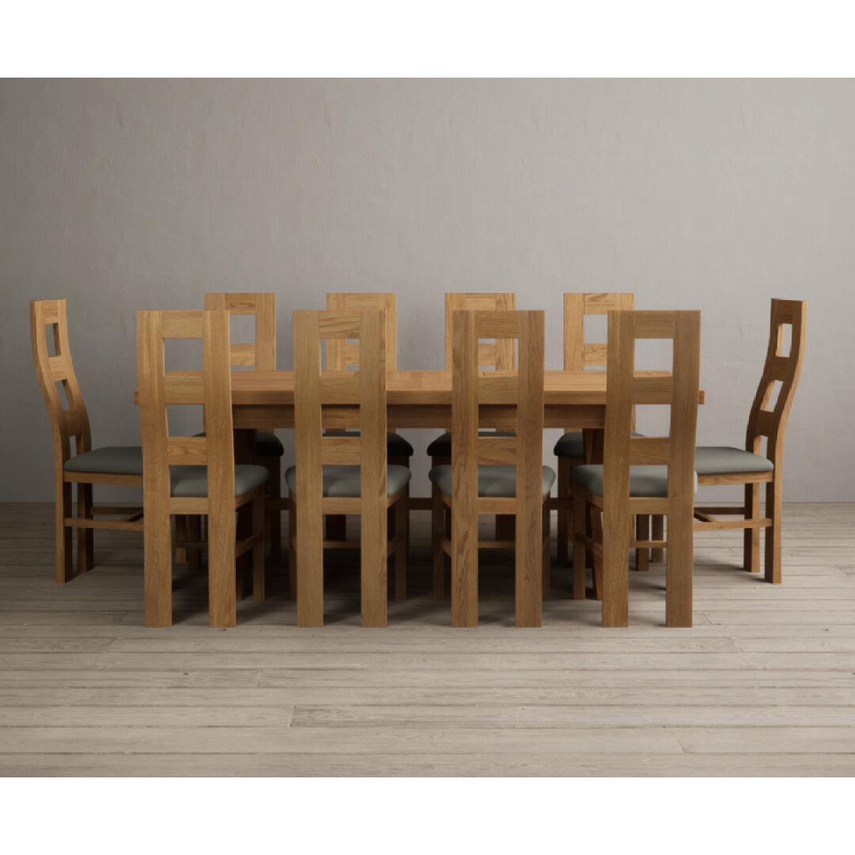 Extending Buckley 160cm Solid Oak Dining Table with 8 Cream Natural Solid Oak Chairs – image 39