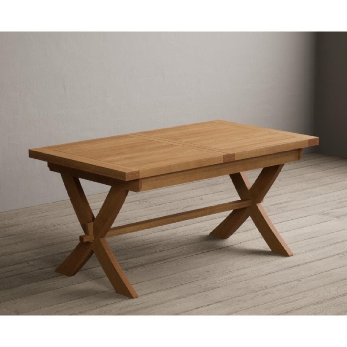 Extending Buckley 160cm Solid Oak Dining Table with 8 Cream Natural Solid Oak Chairs – image 46