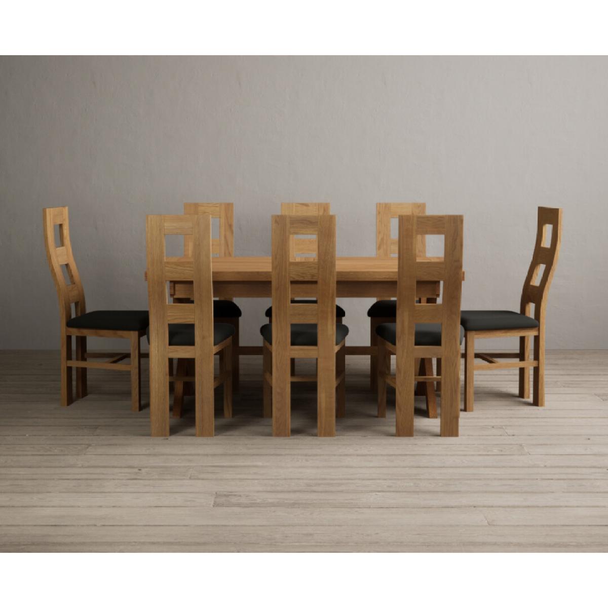 Extending Buckley 160cm Solid Oak Dining Table with 8 Cream Natural Solid Oak Chairs – image 6