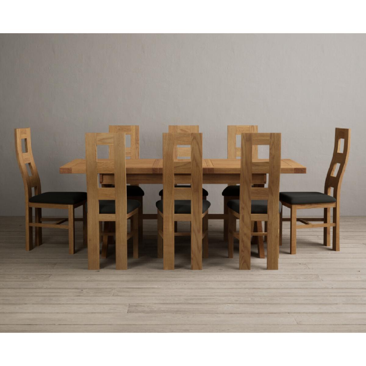 Extending Buckley 160cm Solid Oak Dining Table with 8 Cream Natural Solid Oak Chairs – image 8