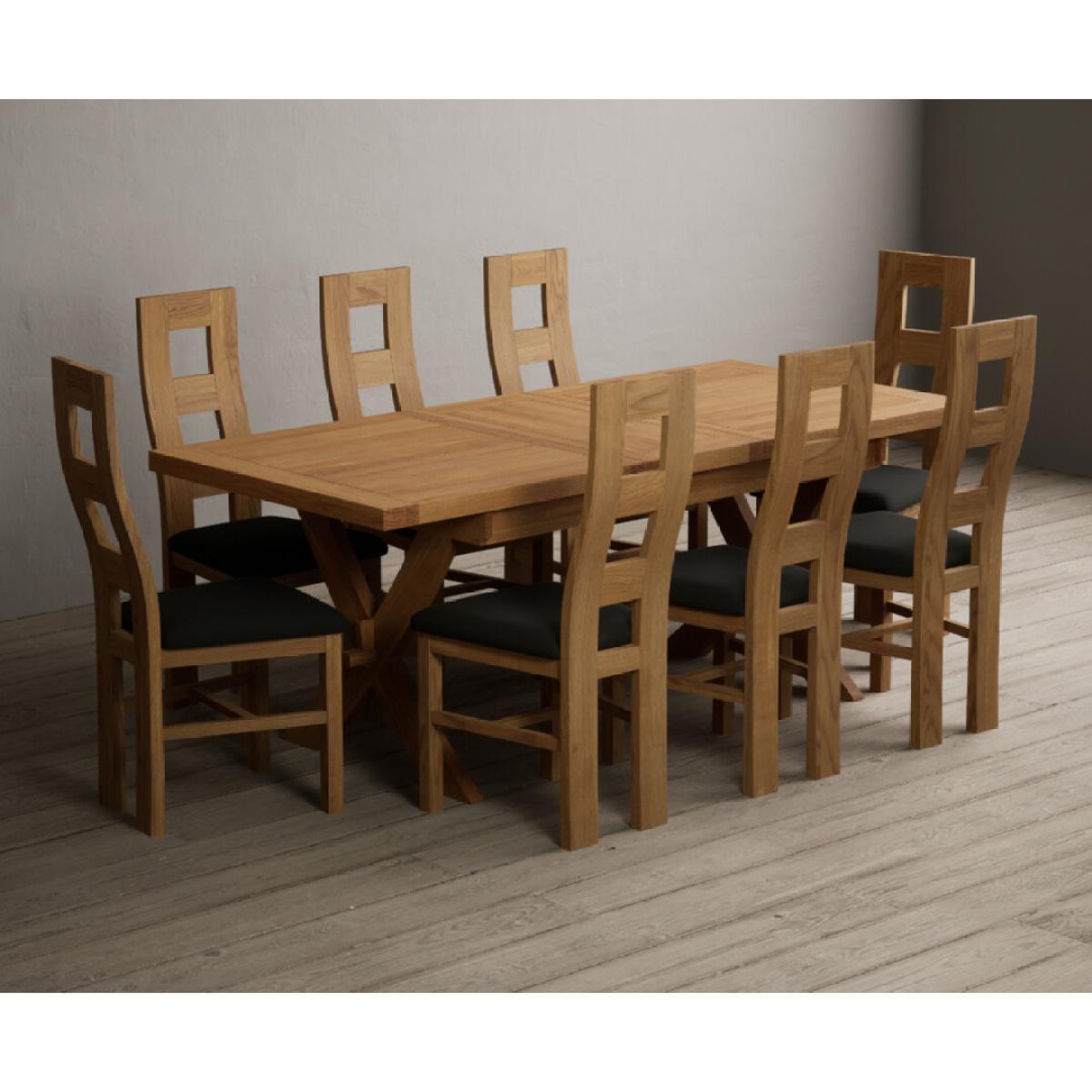 Extending Buckley 160cm Solid Oak Dining Table with 8 Cream Natural Solid Oak Chairs – image 9