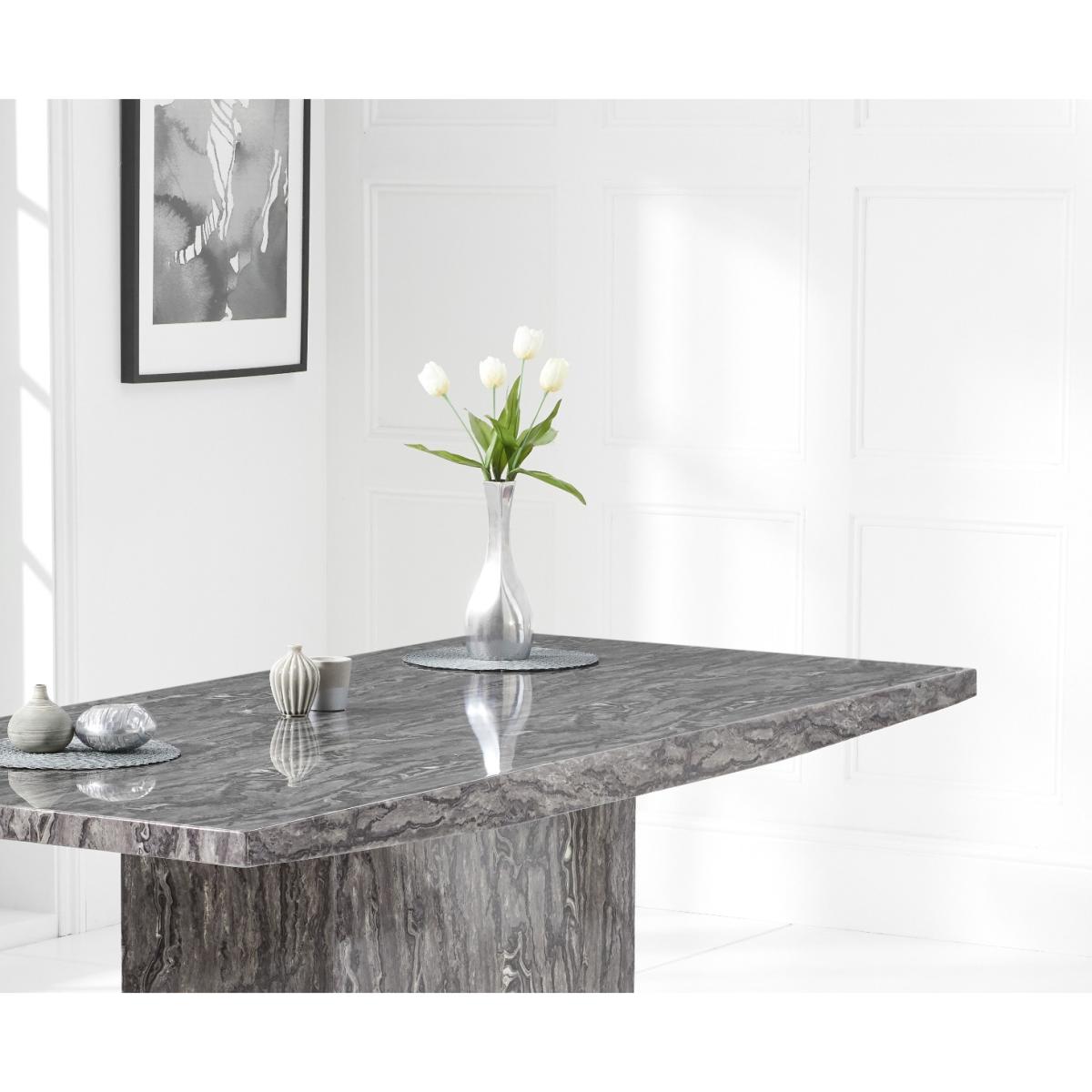 Crema 220cm Grey Marble Dining Table With 6 Grey Austin Chairs – image 14