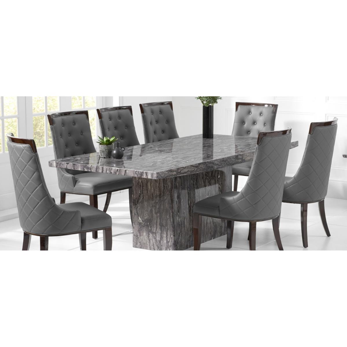 Crema 220cm Grey Marble Dining Table With 6 Grey Austin Chairs – image 18
