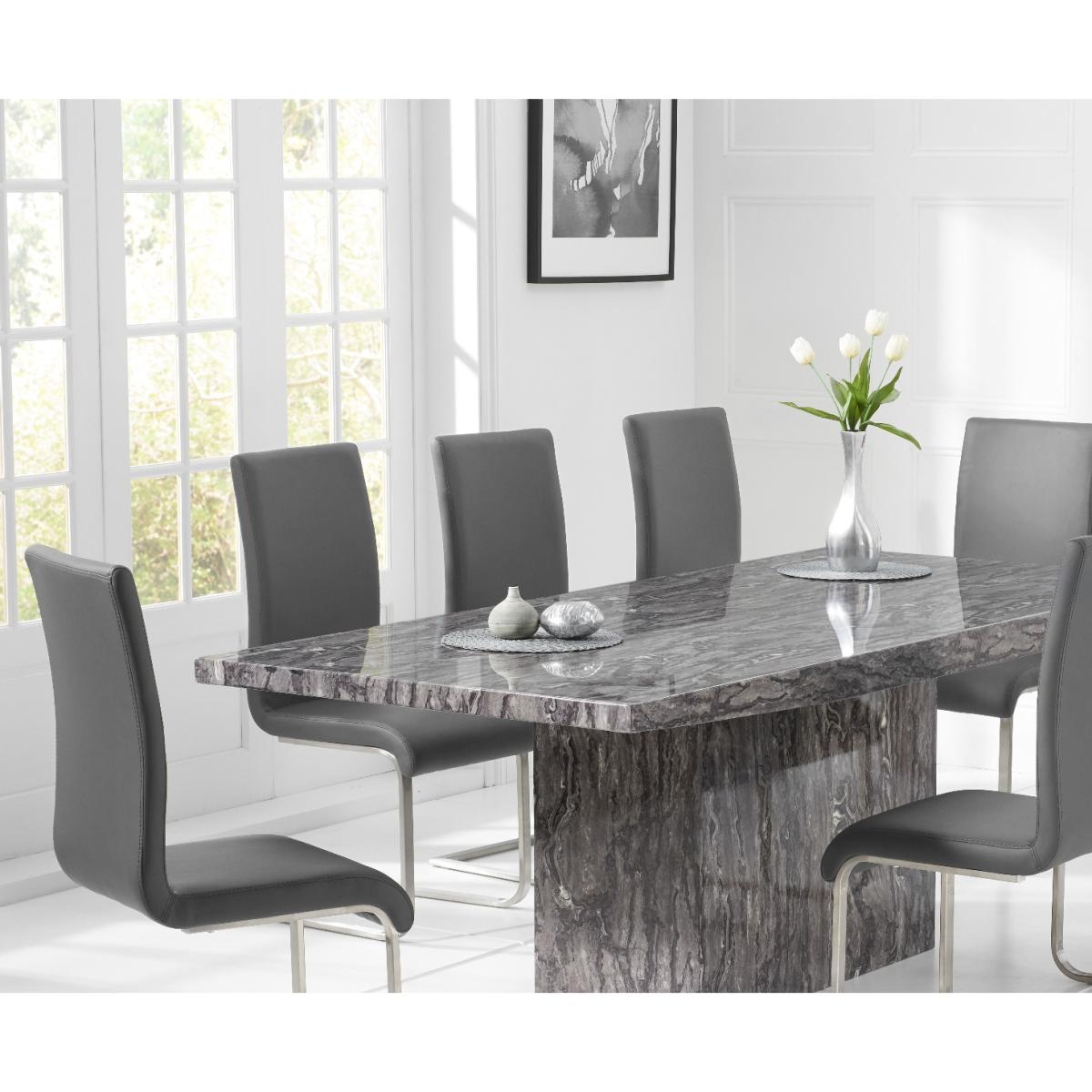 Crema 220cm Grey Marble Dining Table With 6 Grey Austin Chairs – image 3
