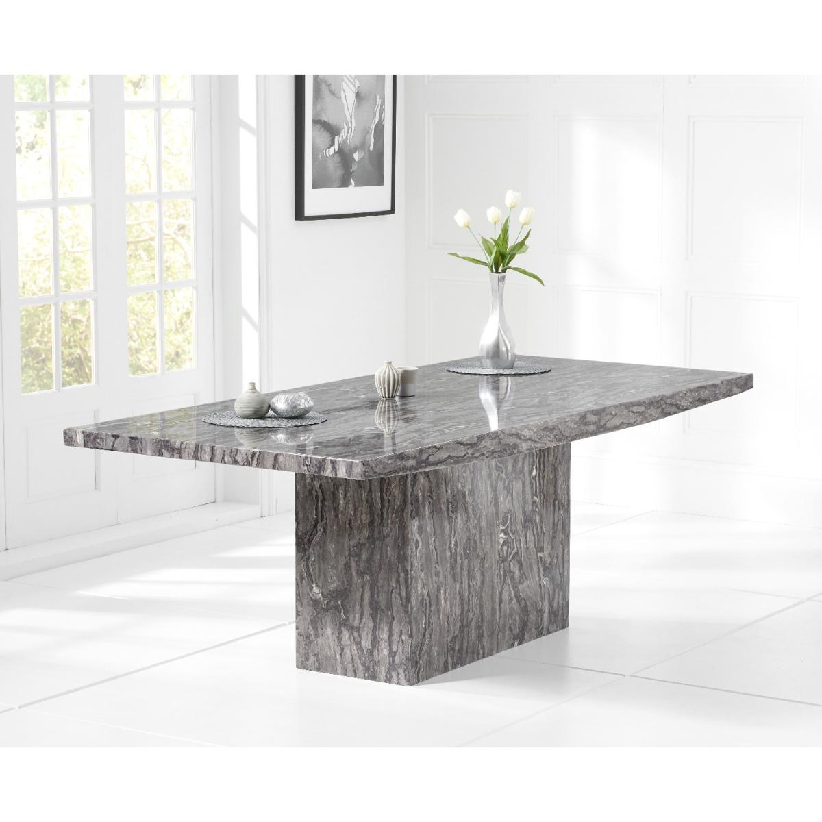 Crema 220cm Grey Marble Dining Table With 6 Grey Austin Chairs – image 4