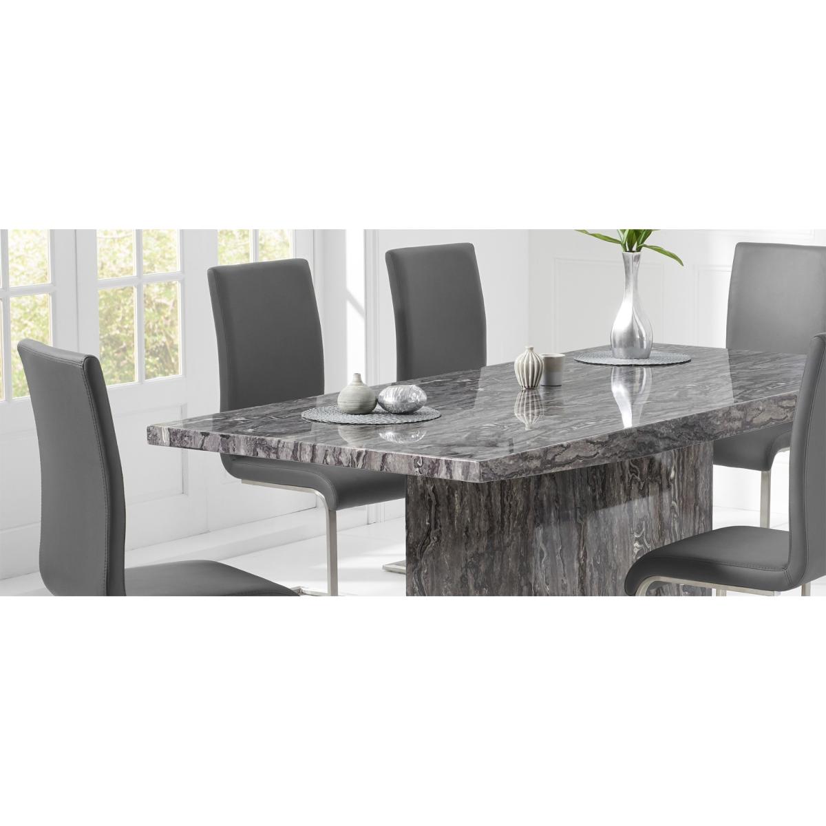 Crema 220cm Grey Marble Dining Table With 6 Grey Austin Chairs – image 10