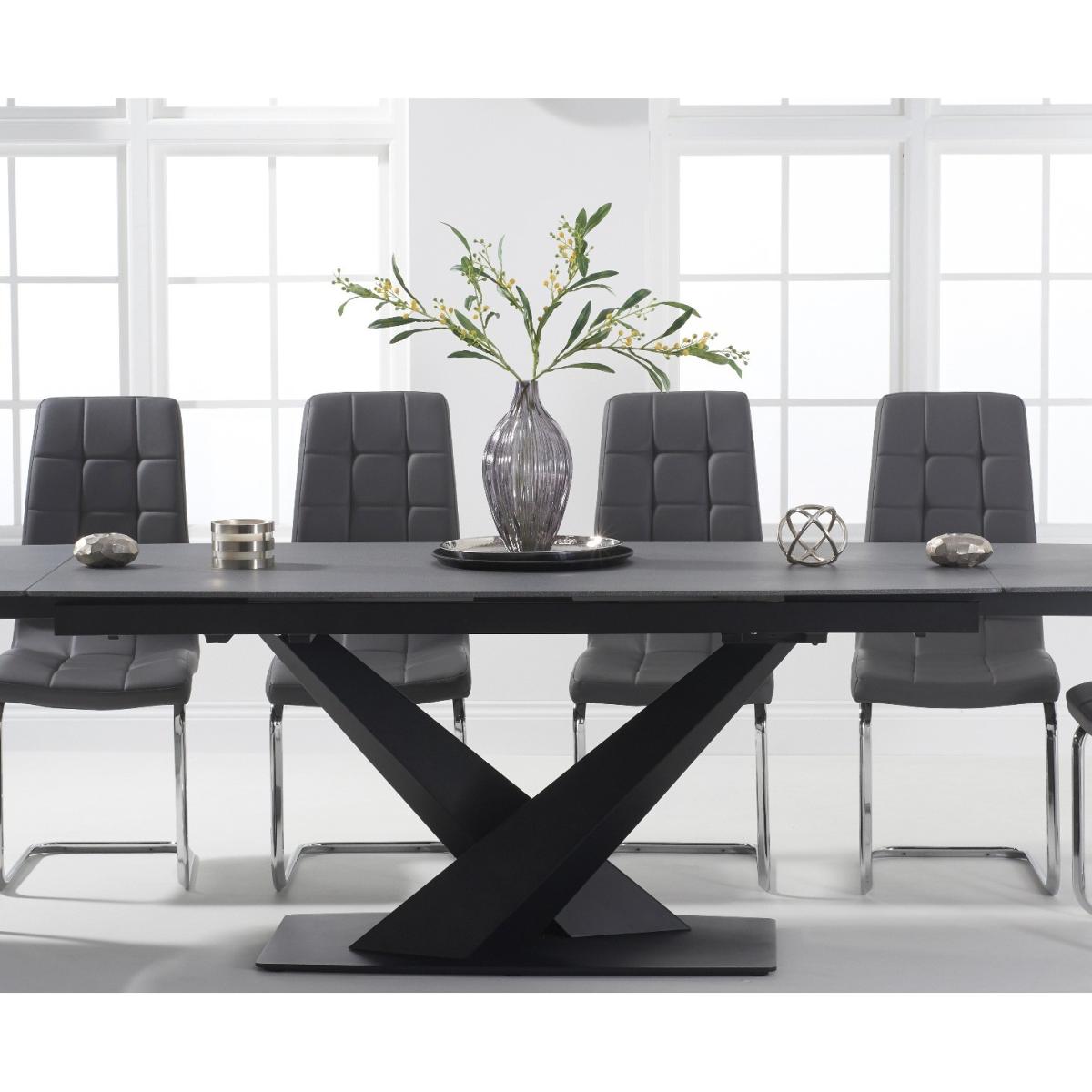 Extending Jacob 180cm Grey Stone Dining Table with 8 Grey Vigo Chairs – image 2