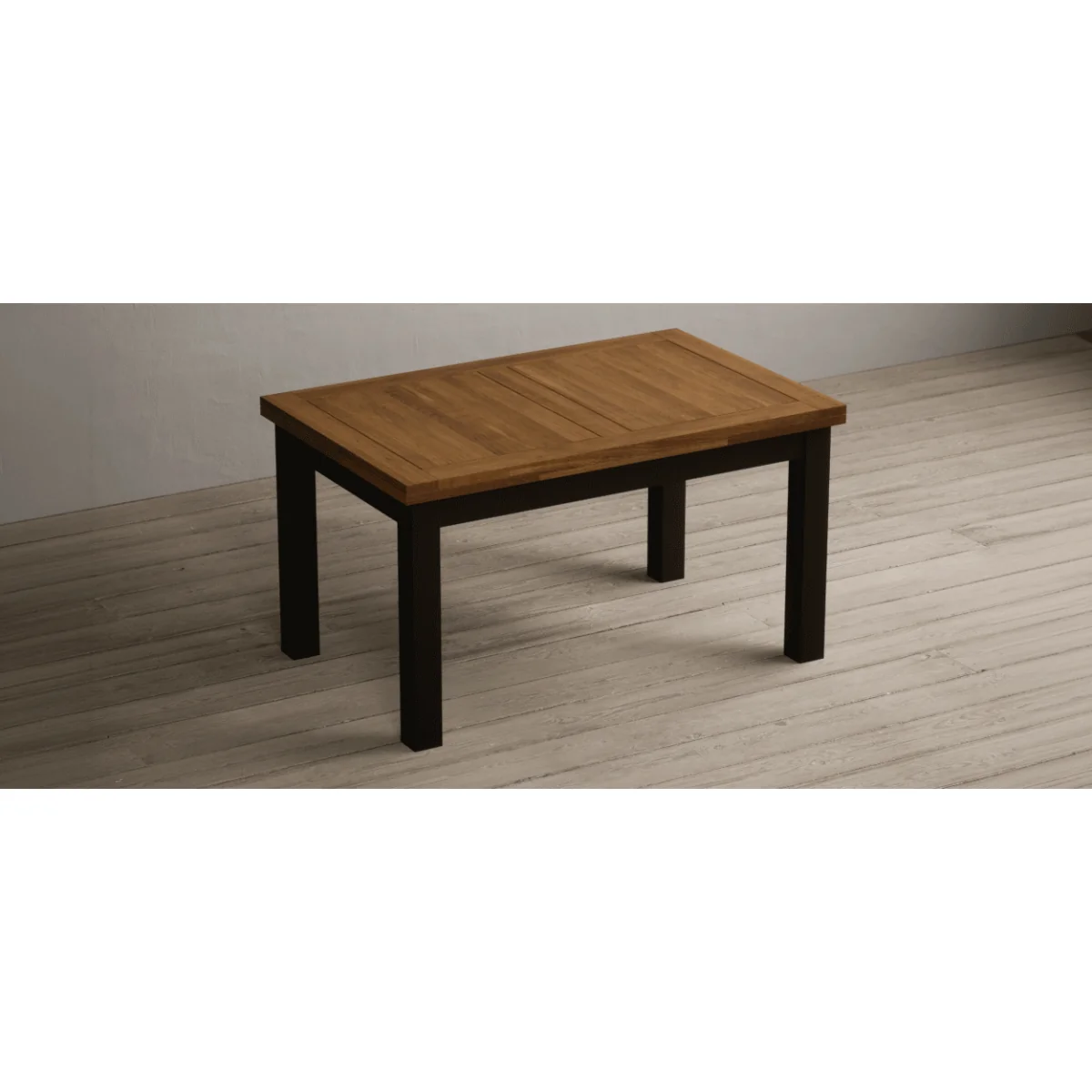 Extending Buxton 140cm Oak and Black Painted Dining Table with 8 Linen Painted Chairs – image 12