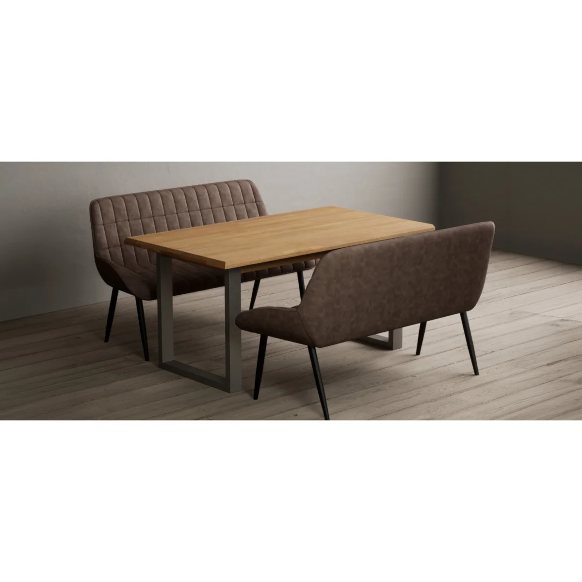 Parker 160cm Solid Oak Dining Table with 2 Brown Benches – image 3