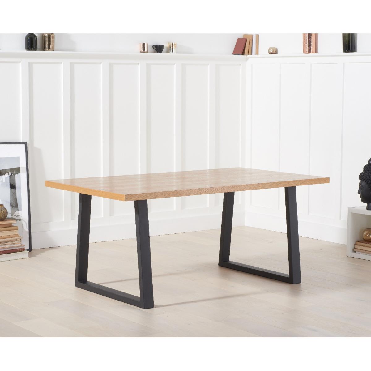 Urban 180cm Ash and Veneer Industrial Dining Table with 4 Brown Larson Chairs with 1 Brown Bench – image 5