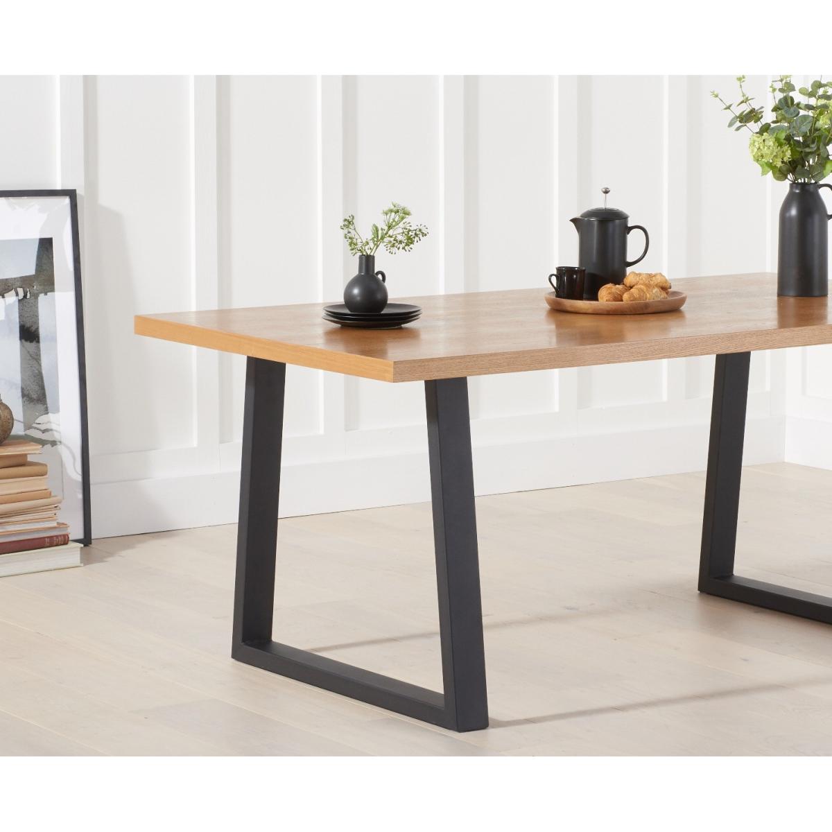 Urban 180cm Ash and Veneer Industrial Dining Table with 4 Brown Larson Chairs with 1 Brown Bench – image 6