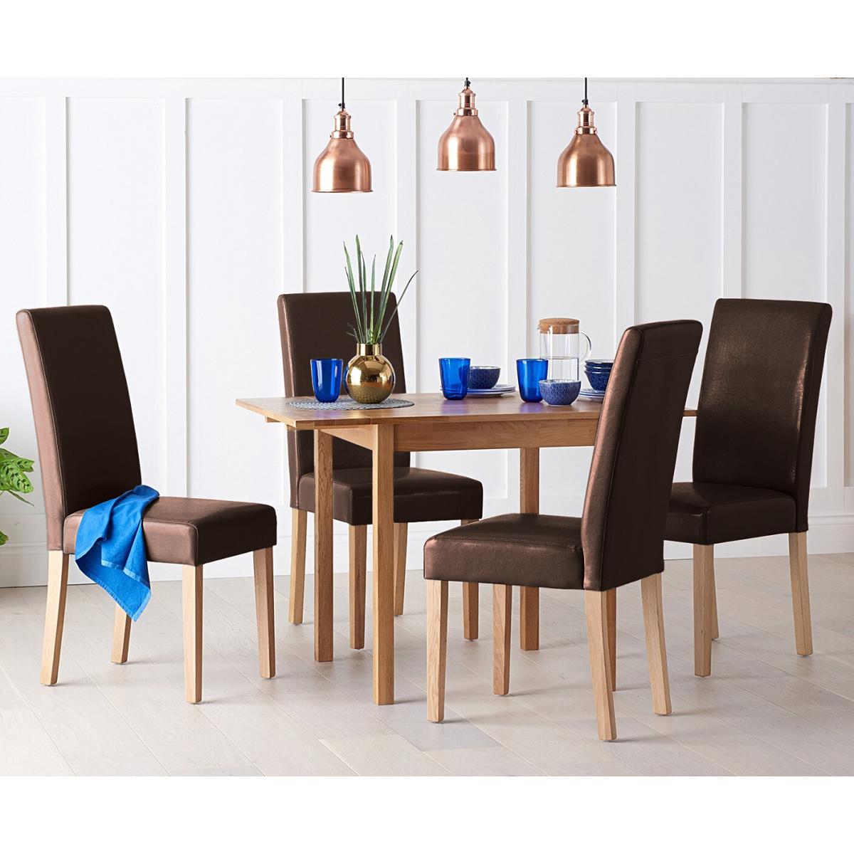 Extending York 70cm Solid Oak Dining Table With 4 Cream Olivia Chairs – image 3