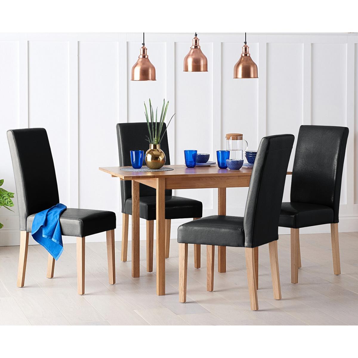 Extending York 70cm Solid Oak Dining Table With 4 Cream Olivia Chairs – image 4