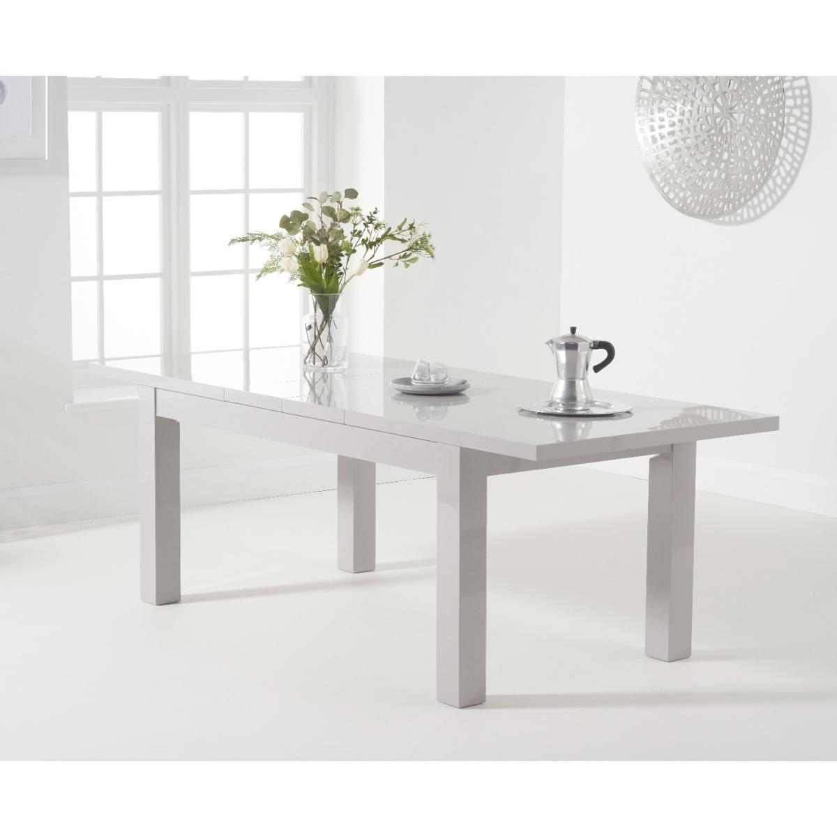 Atlanta Light Grey Gloss 160-220cm Extending Dining Table With 10 Black Cavello Chairs – image 3