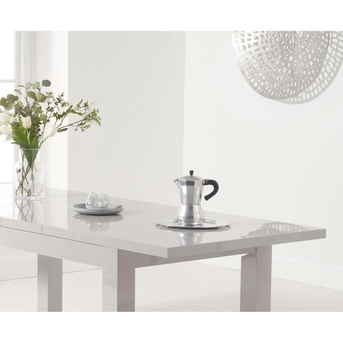 Atlanta Light Grey Gloss 160-220cm Extending Dining Table With 10 Black Cavello Chairs – image 6