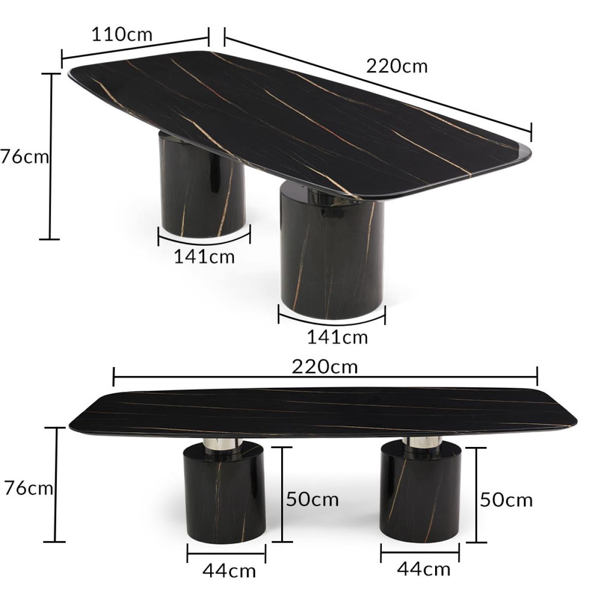 Antonio 220cm Black Marble Dining Table With 10 Ivory White Hampstead Z Chairs – image 16