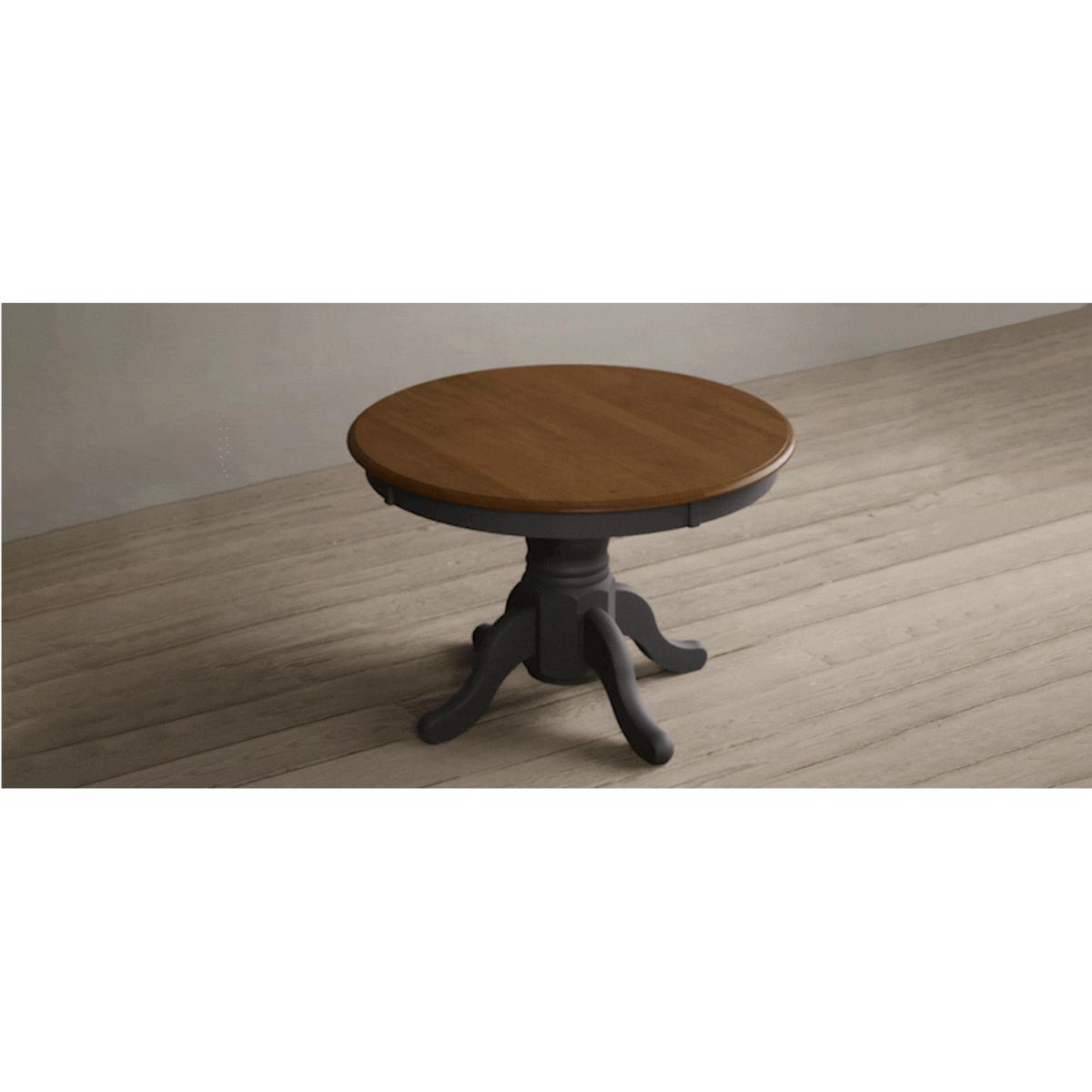 Extending Hertford 100cm - 130cm Oak and Charcoal Grey Painted Pedestal Dining Table with 4 Charcoal Grey Chairs – image 18