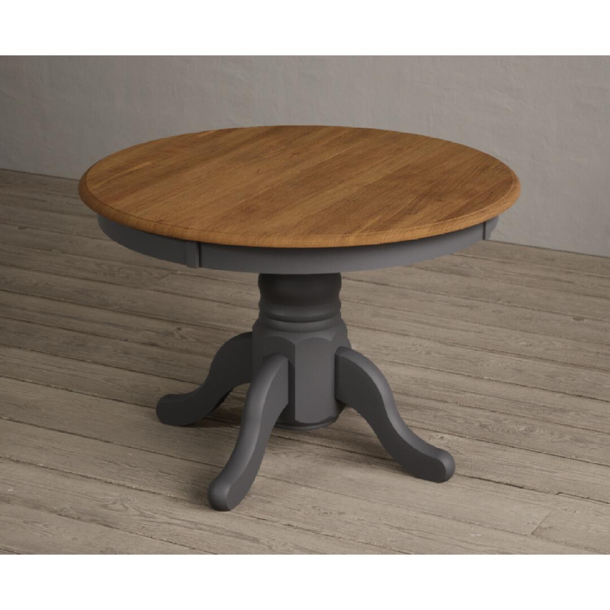 Extending Hertford 100cm - 130cm Oak and Charcoal Grey Painted Pedestal Dining Table with 4 Charcoal Grey Chairs – image 23