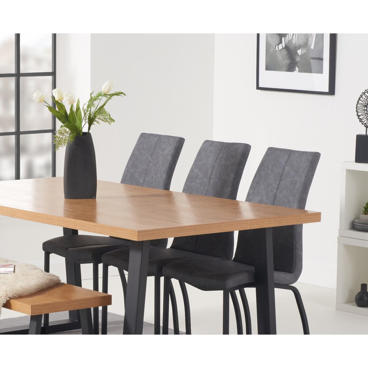 Urban 180cm Industrial Dining Table with Noir Antique Dining Chairs and Urban Bench – image 2