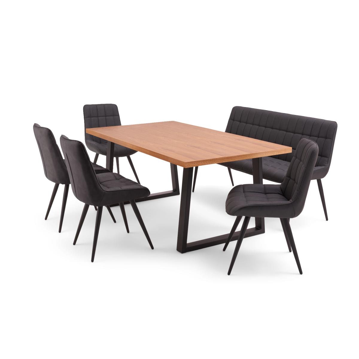 Urban 180cm Industrial Dining Table with Noir Antique Dining Chairs and Urban Bench – image 8