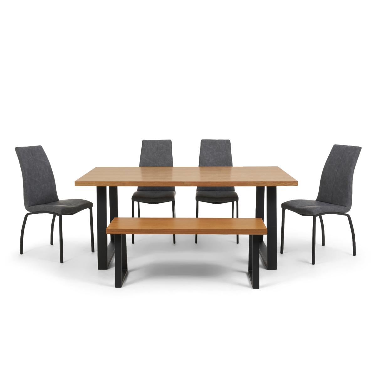 Urban 180cm Industrial Dining Table with Noir Antique Dining Chairs and Urban Bench – image 9
