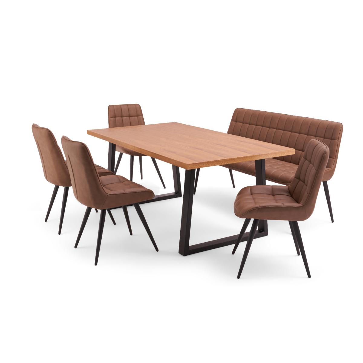Urban 180cm Industrial Dining Table with Noir Antique Dining Chairs and Urban Bench – image 10