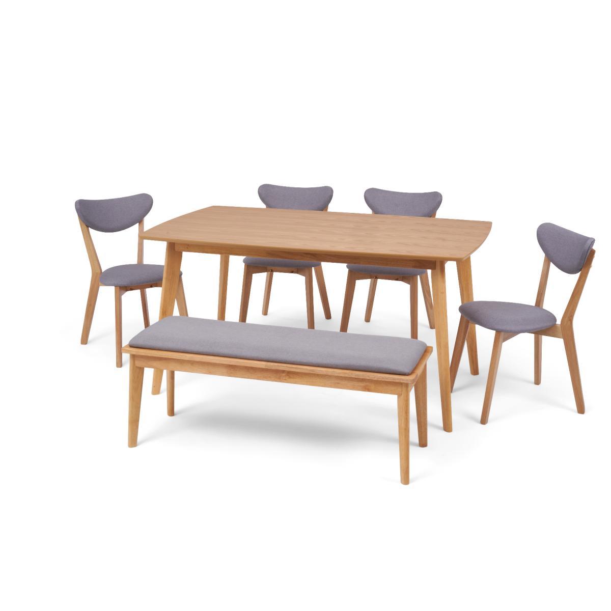 Sacha 150cm Dining Table with Sacha Cushion Seat Chairs and Benches - Oak and Grey, 2 Chairs – image 11