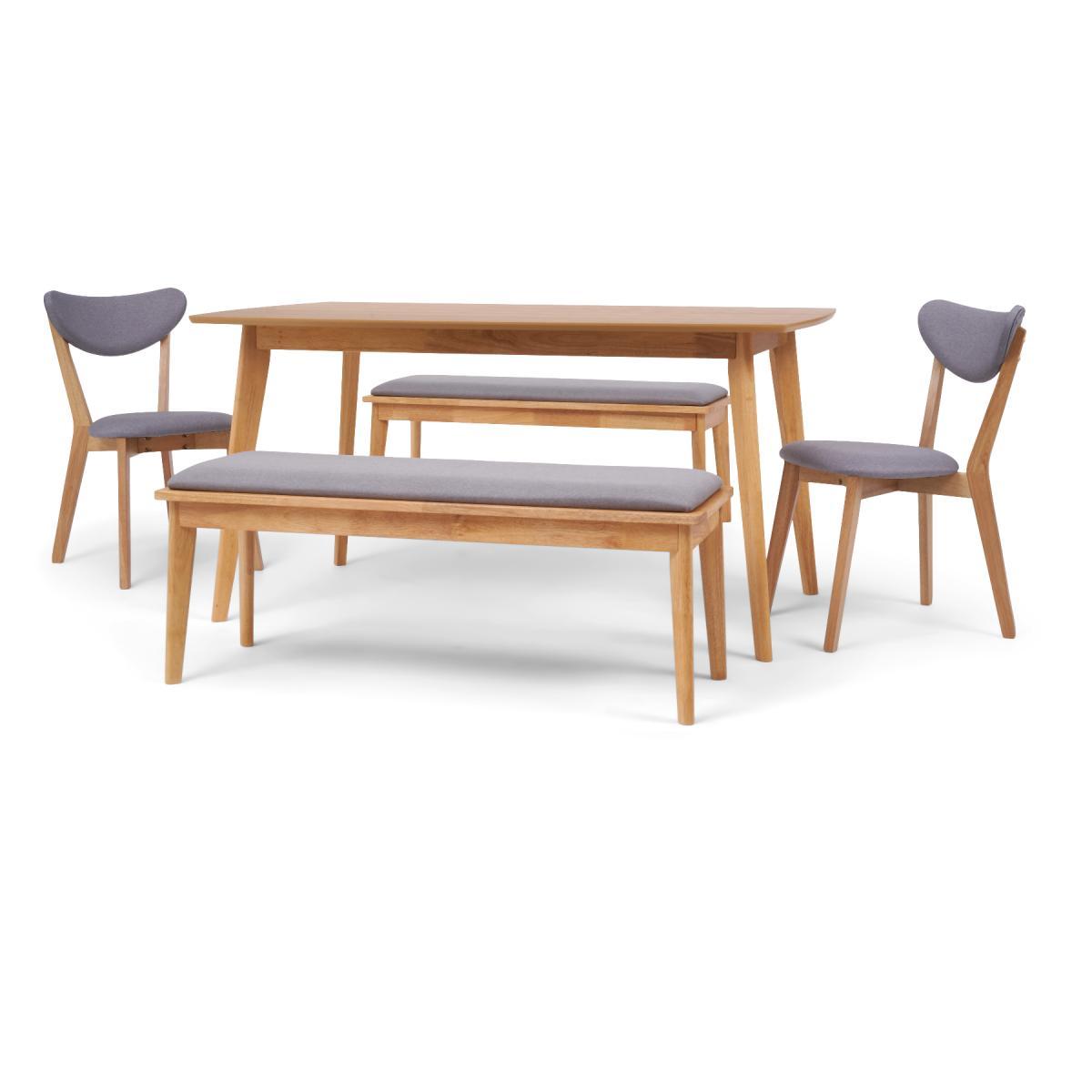 Sacha 150cm Dining Table with Sacha Cushion Seat Chairs and Benches - Oak and Grey, 2 Chairs – image 12