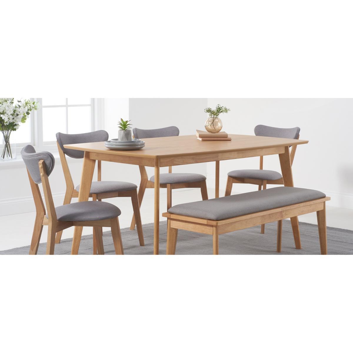 Sacha 150cm Dining Table with Sacha Cushion Seat Chairs and Benches - Oak and Grey, 2 Chairs – image 17