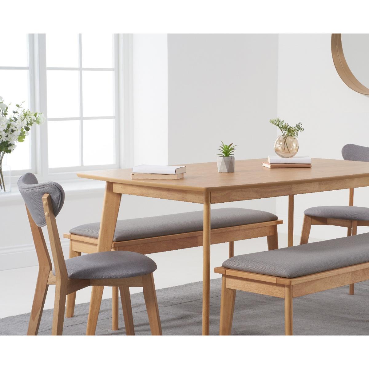 Sacha 150cm Dining Table with Sacha Cushion Seat Chairs and Benches - Oak and Grey, 2 Chairs – image 3