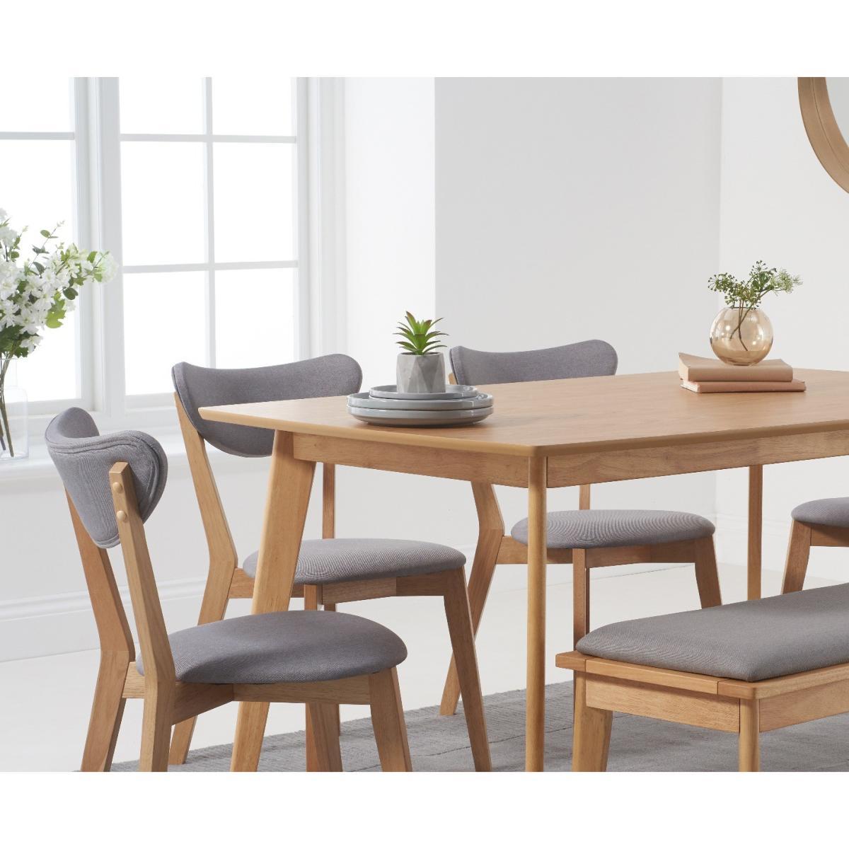 Sacha 150cm Dining Table with Sacha Cushion Seat Chairs and Benches - Oak and Grey, 2 Chairs – image 4