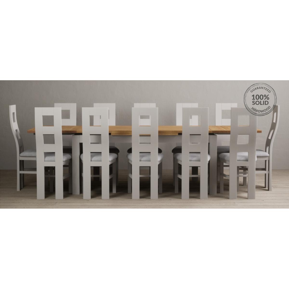 Extending Buxton 180cm Oak and Soft White Painted Dining Table with 10 Natural Chairs – image 20