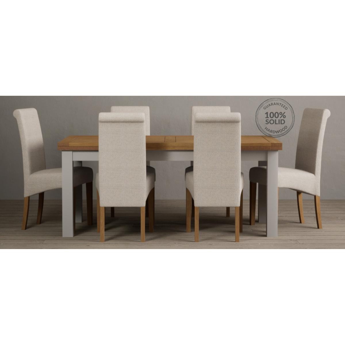 Extending Buxton 180cm Oak and Soft White Painted Dining Table with 10 Natural Chairs – image 10