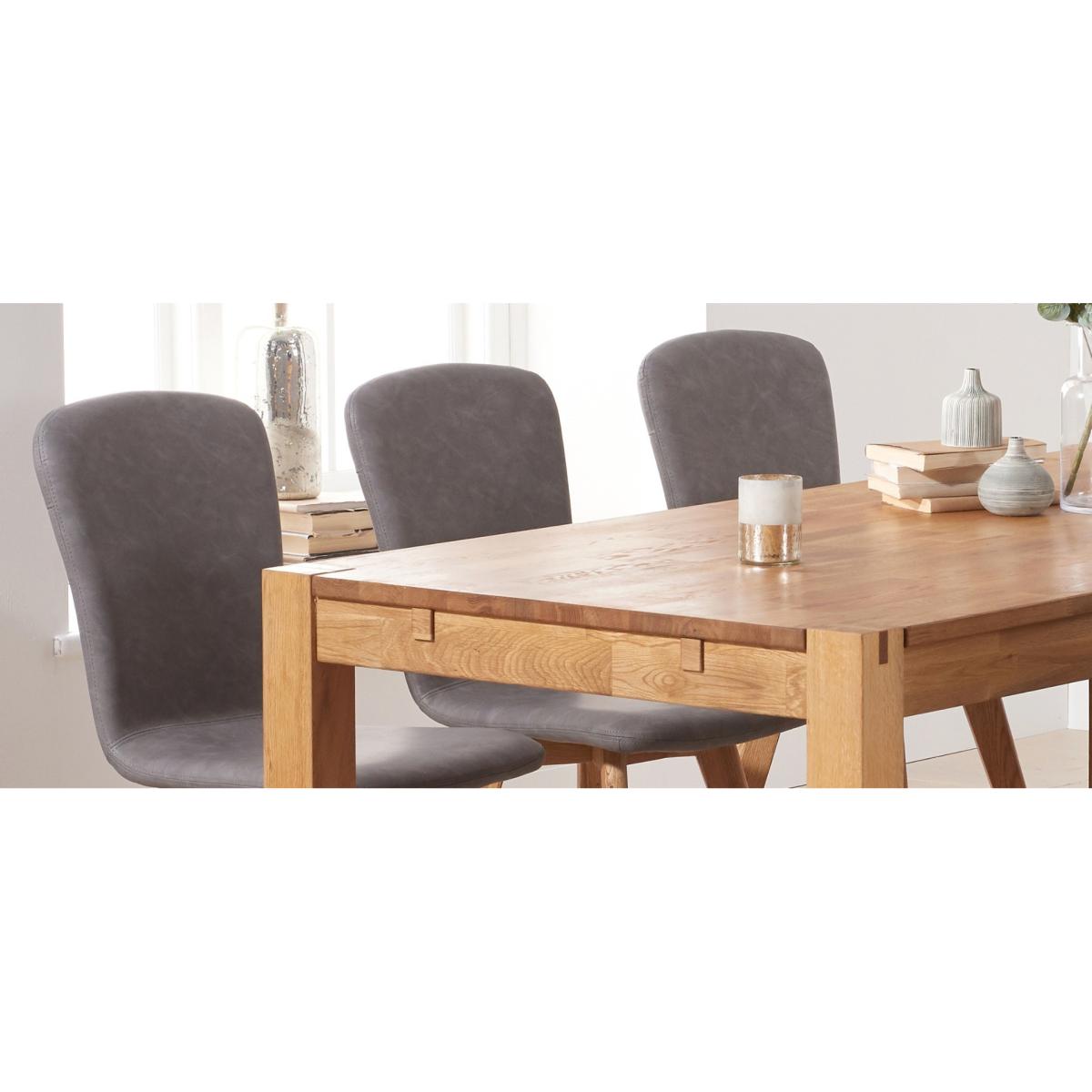 Verona 150cm Oak Table With 6 Grey Ruben Faux Leather Chairs – image 12